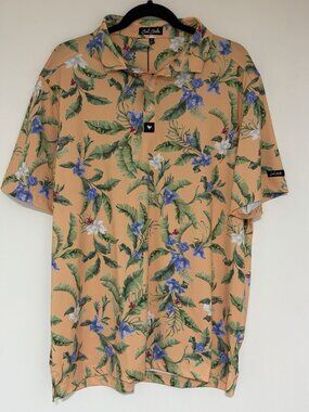 Bad Birdie Men’s Golf Performance Polo Shirt Size XL Floral Fiesta NEW